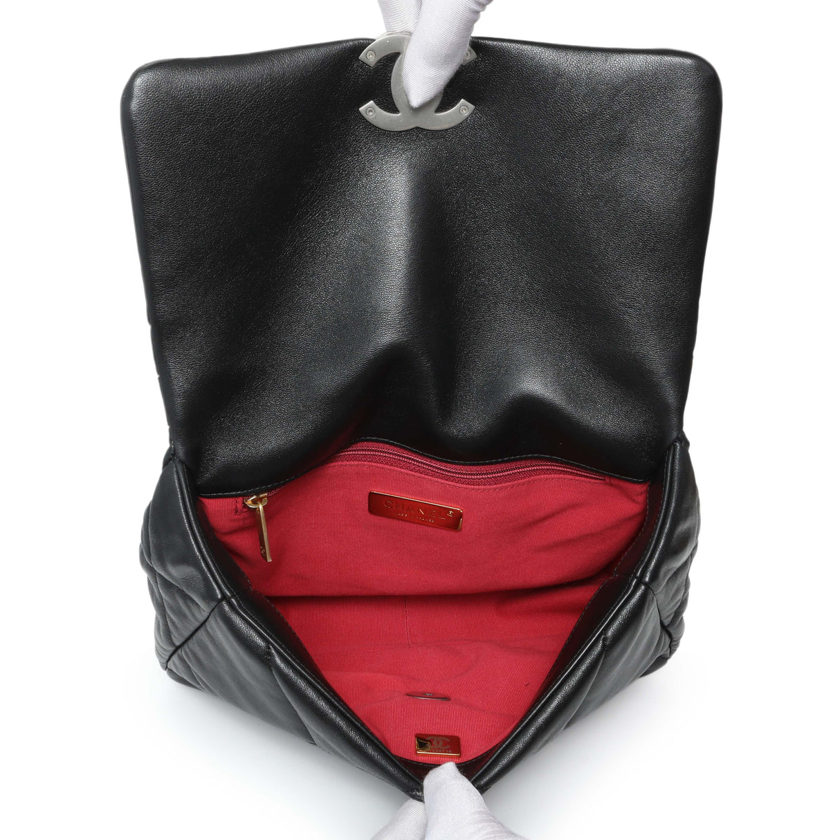 Chanel Black Lambskin Quilted Medium Chanel 19 Flap Handbags Chanel