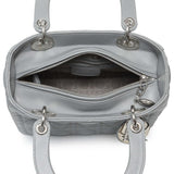 Christian Dior Grey Lambskin Cannage Medium Lady Dior Handbags Christian Dior