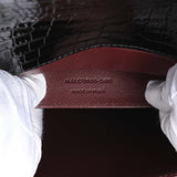 Saint Laurent Black Calfskin Crocodile Embossed Medium Cassandra Top Handle Handbags Saint Laurent