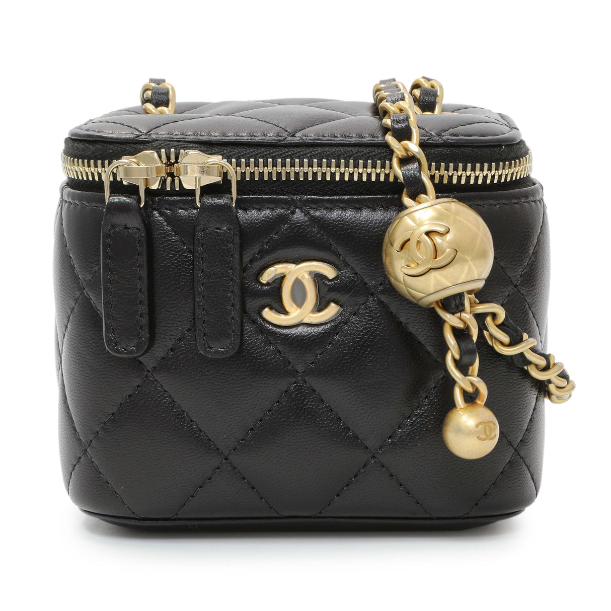 Chanel Black Lambskin Mini Pearl Crush Vanity Handbags Chanel