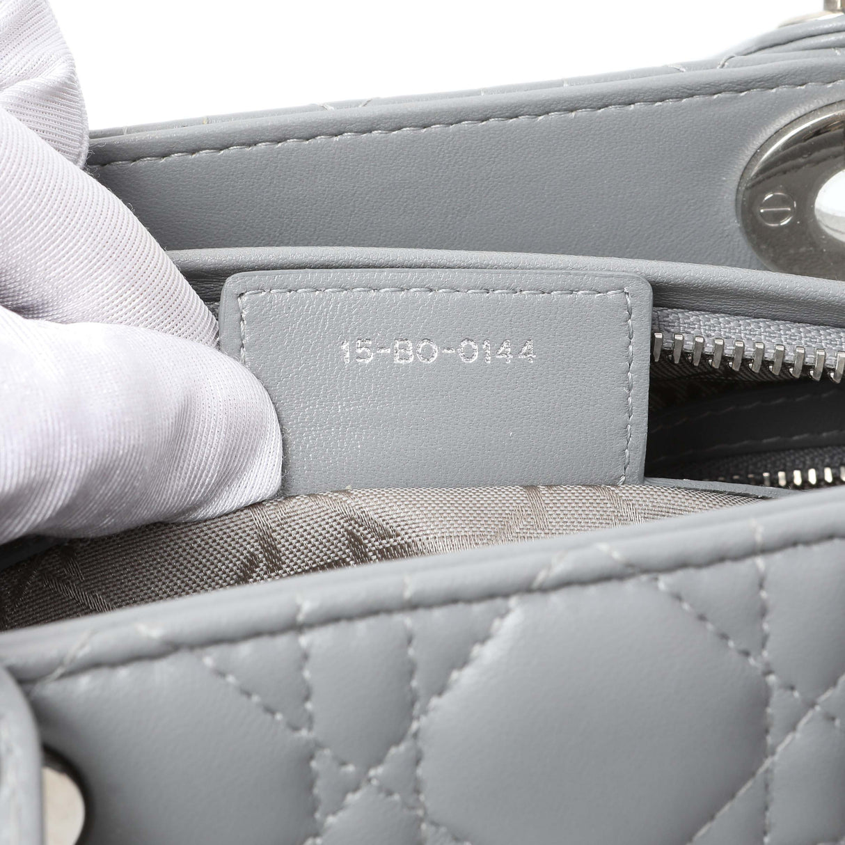 Christian Dior Grey Lambskin Cannage Medium Lady Dior Handbags Christian Dior