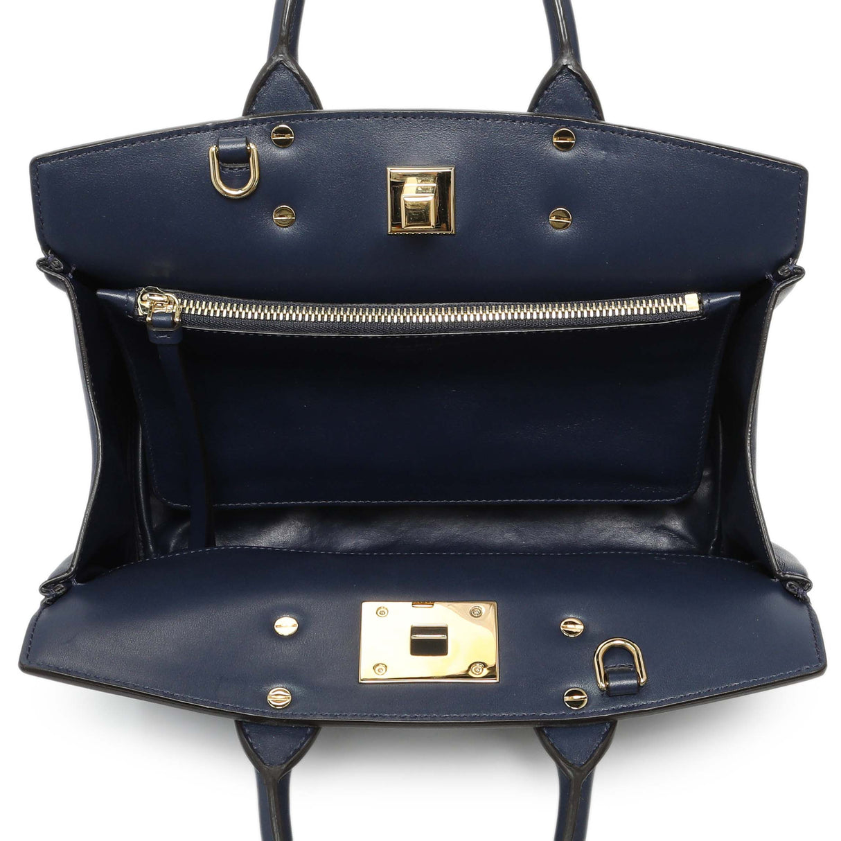 Salvatore Ferragamo Blue Calfskin Medium Studio Bag Handbags Salvatore Ferragamo