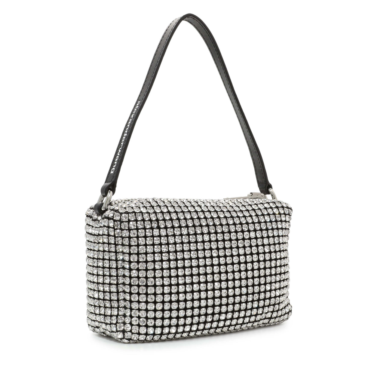 Alexander Wang Black Silver Mesh Crystal Rhinestone Mini Heiress Pouch Handbags Alexander Wang