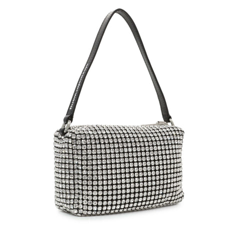Alexander Wang Black Silver Mesh Crystal Rhinestone Mini Heiress Pouch Handbags Alexander Wang