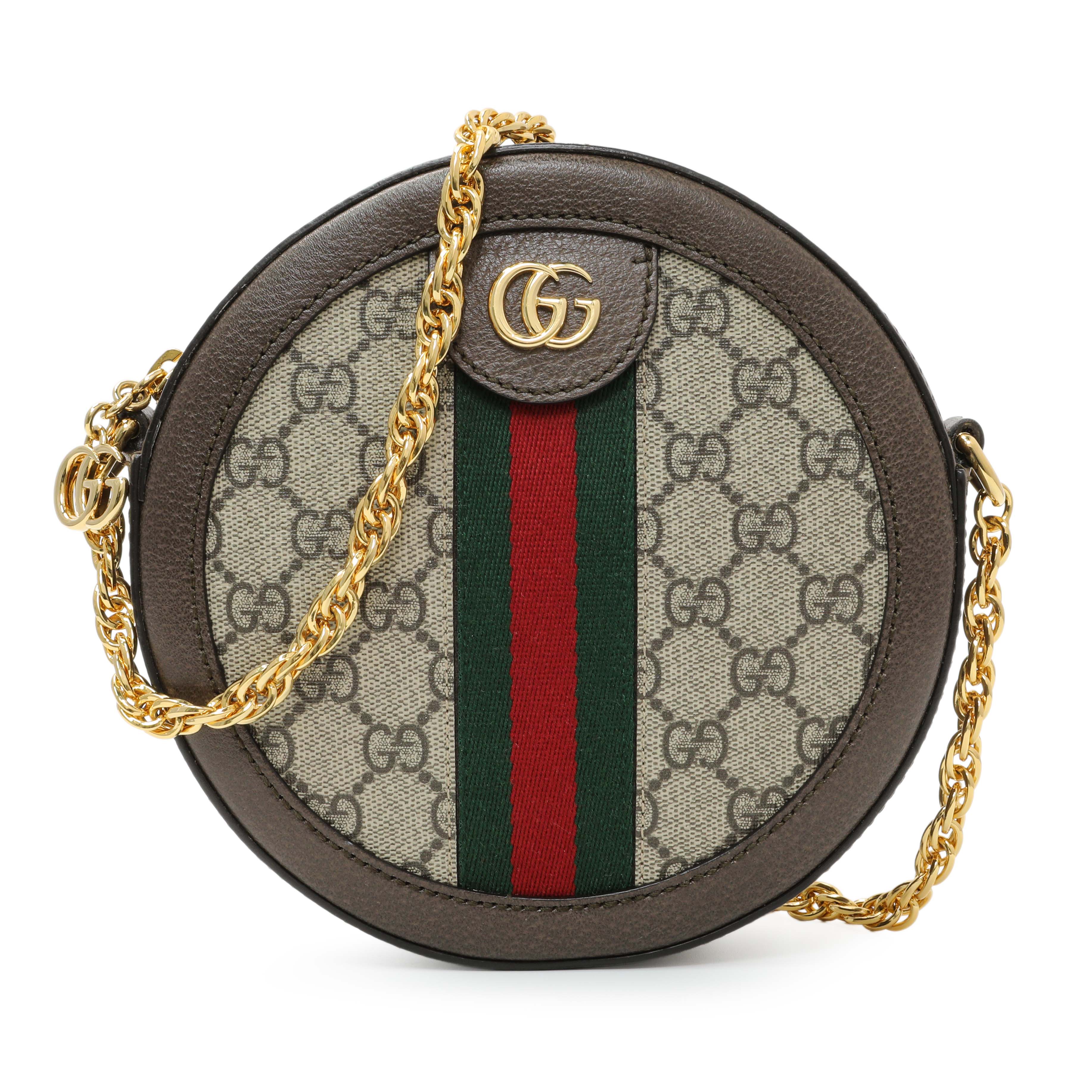 Gucci GG Supreme Monogram Web Mini Ophidia Round Shoulder