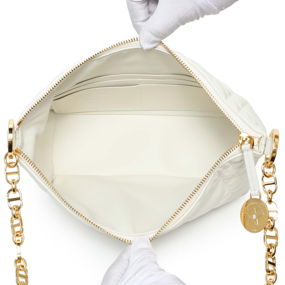 Christian Dior Latte Macrocannage Lambskin Diorstar Hobo Bag With Chain Handbags Christian Dior