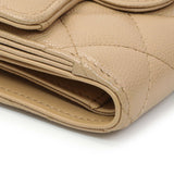 Chanel Beige Quilted Caviar Tri-Fold Wallet Accessories Chanel