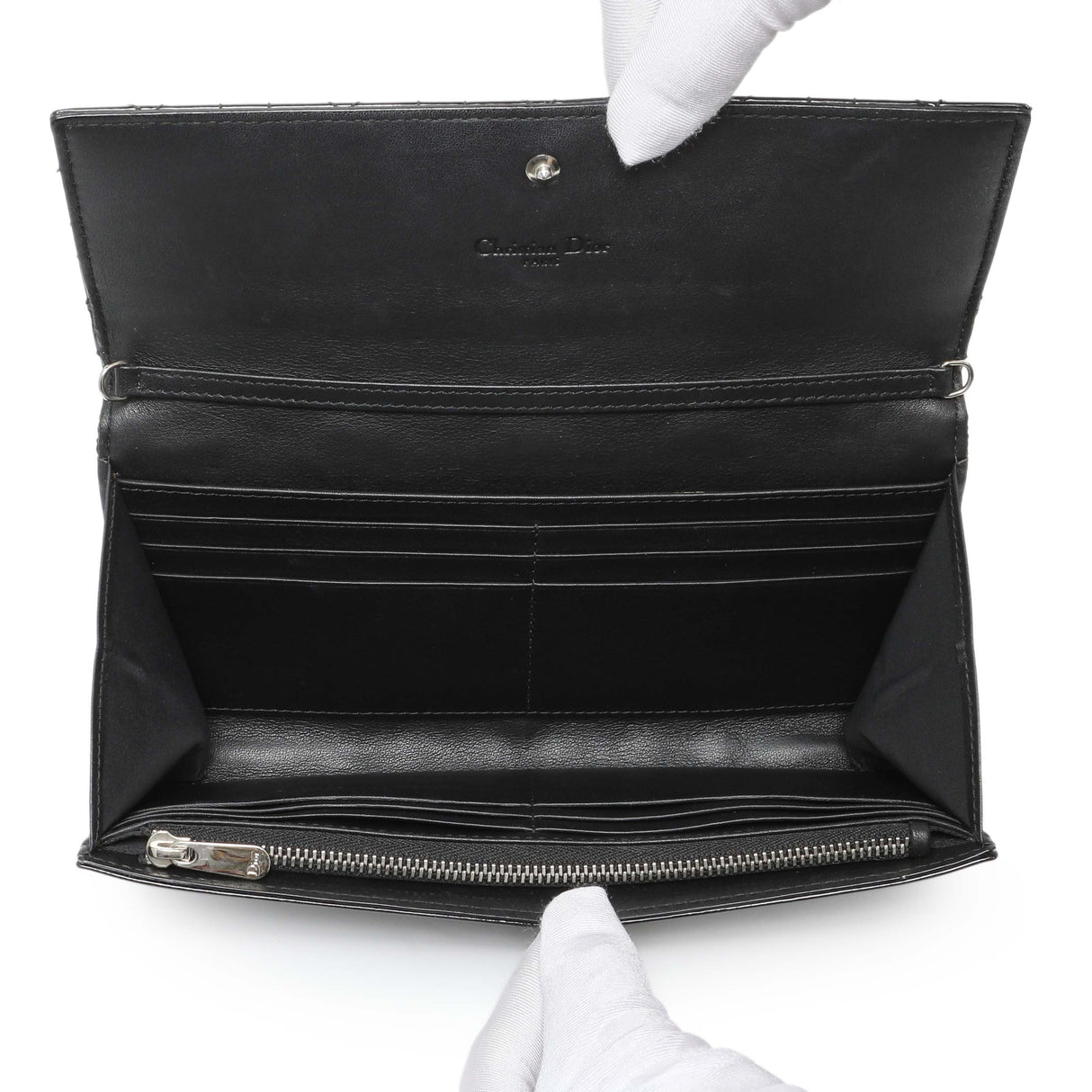 Christian Dior Black Patent Cannage Lady Dior Rendezvous Wallet On Chain Handbags Christian Dior