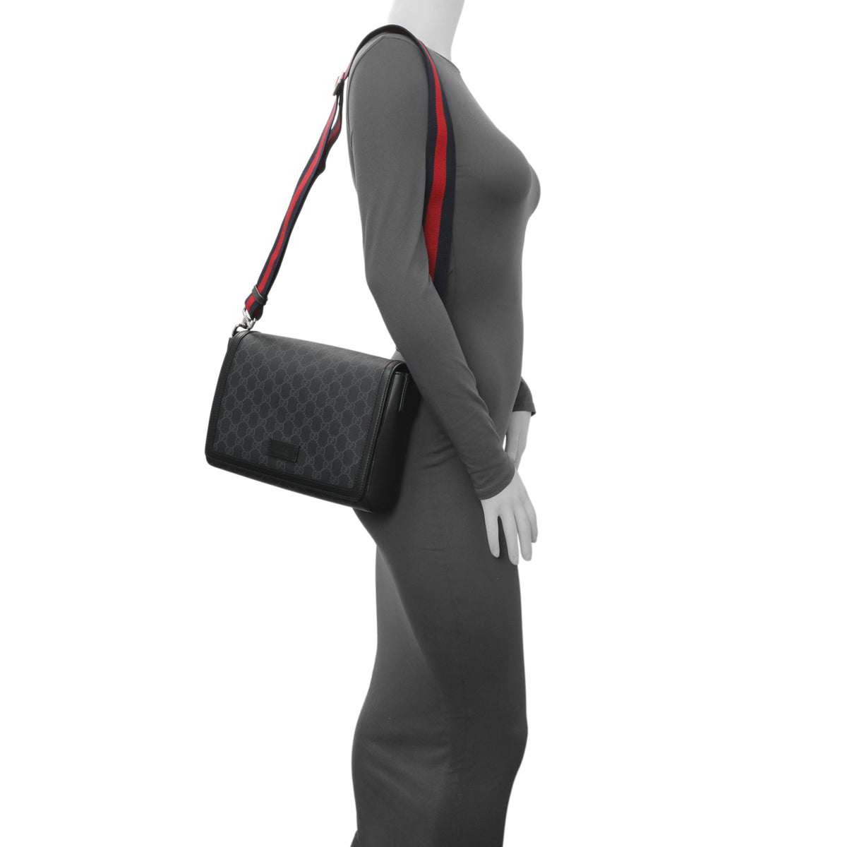 Gucci GG Supreme Monogram Appia Calfskin Web Flap Messenger Handbags Gucci