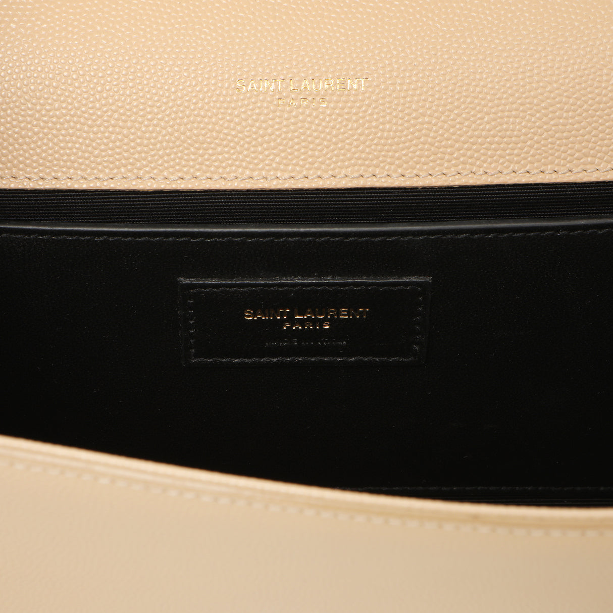 Saint Laurent Beige Grain De Poudre Monogram Cassandre Clutch