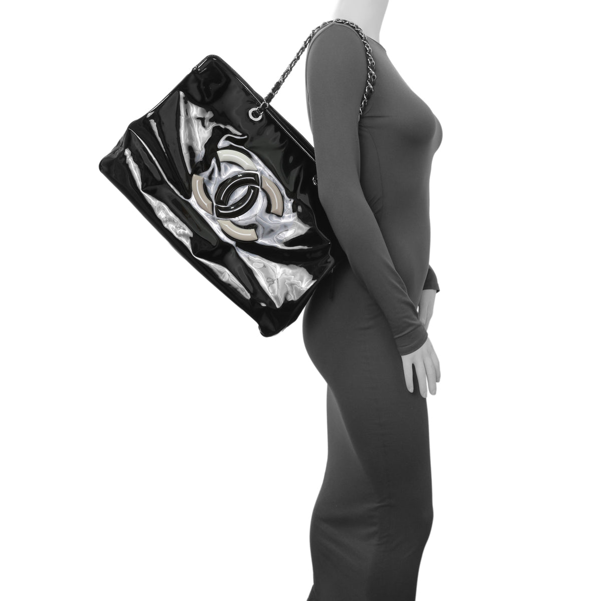 Chanel Black Vinyl Lipstick XLTote Handbags Chanel