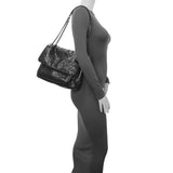 Saint Laurent Black Crinkled Calfskin Matelasse Monogram Large Niki Chain Satchel Handbags Saint Laurent