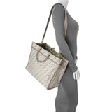 Fendi Dove Grey Chenille Vitello Cher Sunshine FF Motif Medium Tote Handbags Fendi