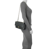 Chanel Dark Grey Caviar Medium Classic Double Flap Handbags Chanel