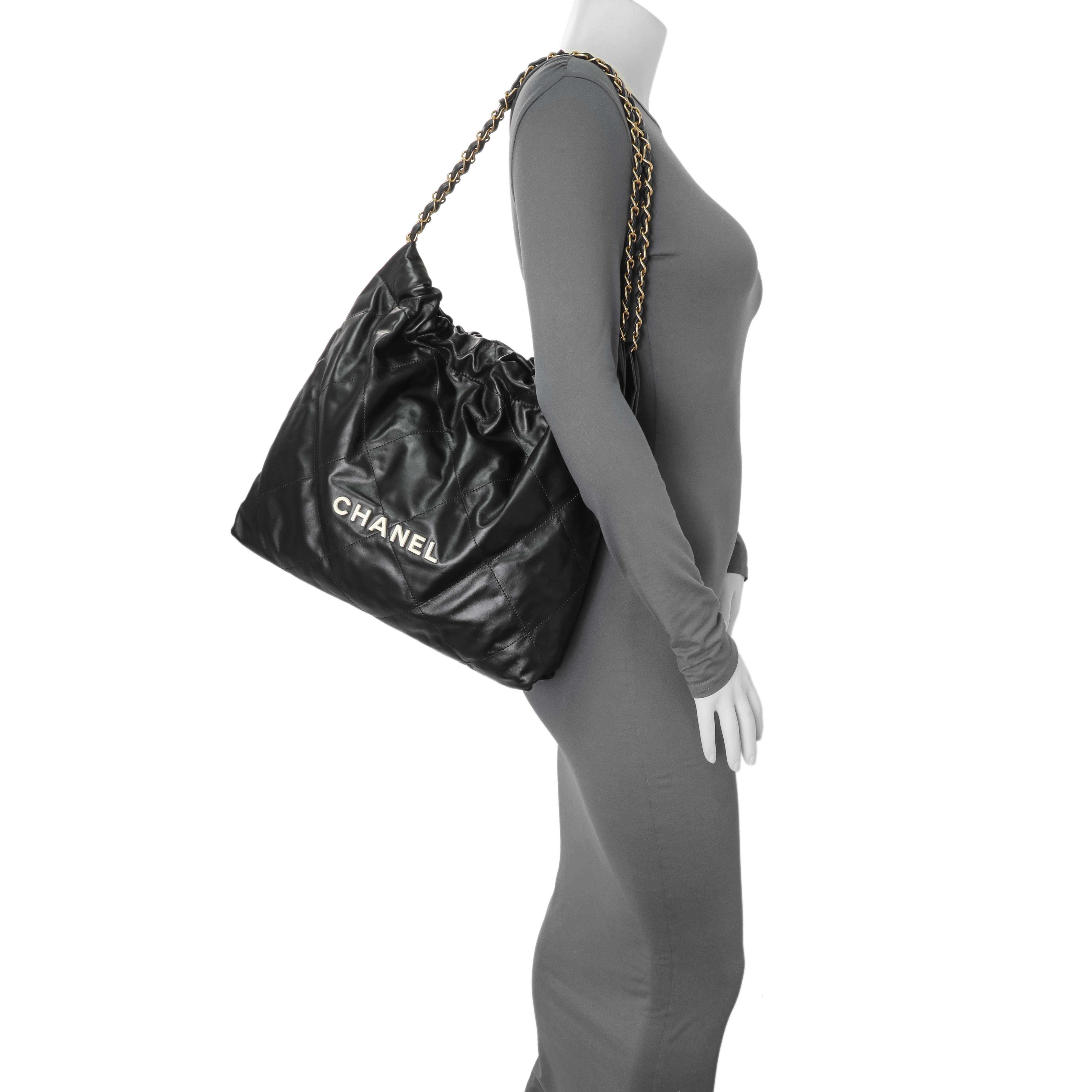 Chanel Black Quilted Shiny Calfskin Large Chanel 22 – Modaselle