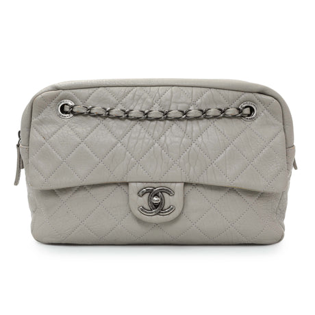 Chanel Grey Quilted Goatskin Chain Shoulder Bag Handbags Chanel