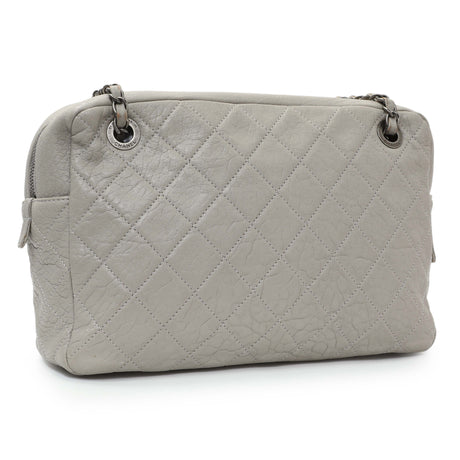 Chanel Grey Quilted Goatskin Chain Shoulder Bag Handbags Chanel