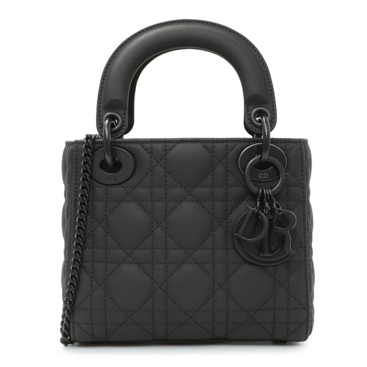 Christian Dior Black Ultra Matte Calfskin Cannage Mini Lady Dior Handbags Christian Dior
