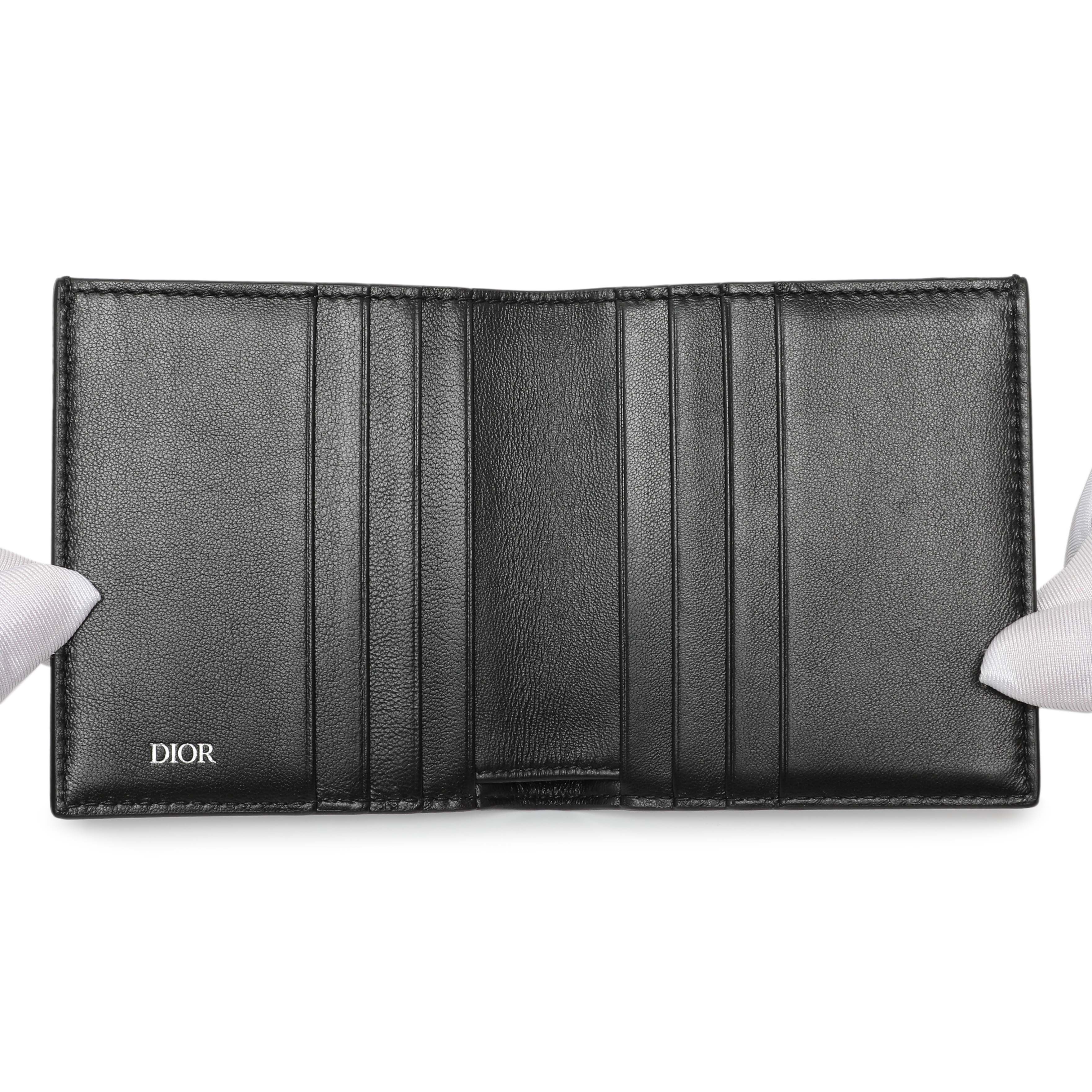 Christian Dior Black Calfskin Perforated Oblique Vertical Card