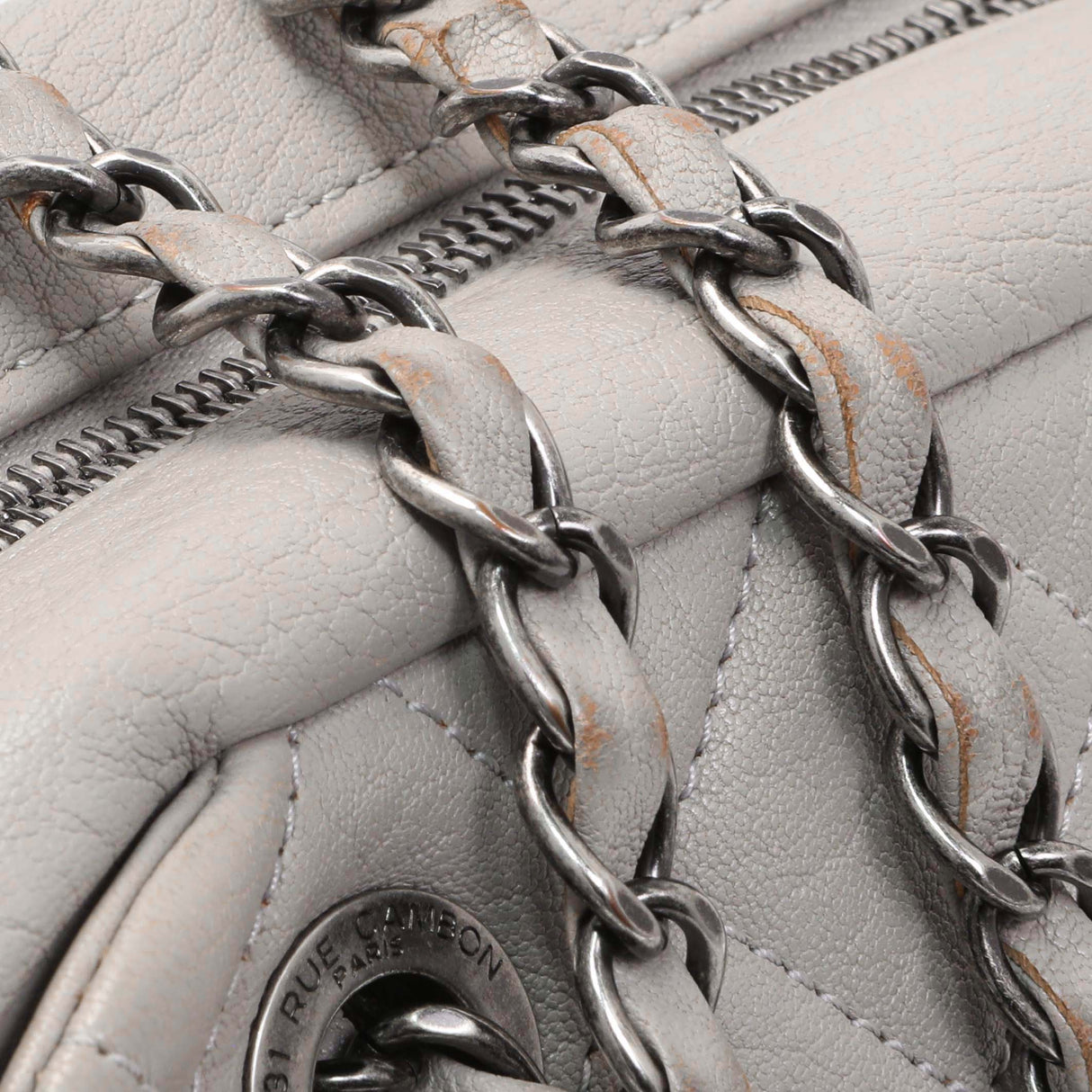 Chanel Grey Quilted Goatskin Chain Shoulder Bag Handbags Chanel