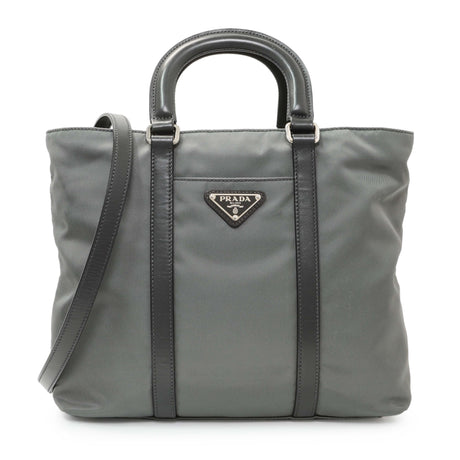 Prada Grey Tessuto Nylon Tote Handbags Prada