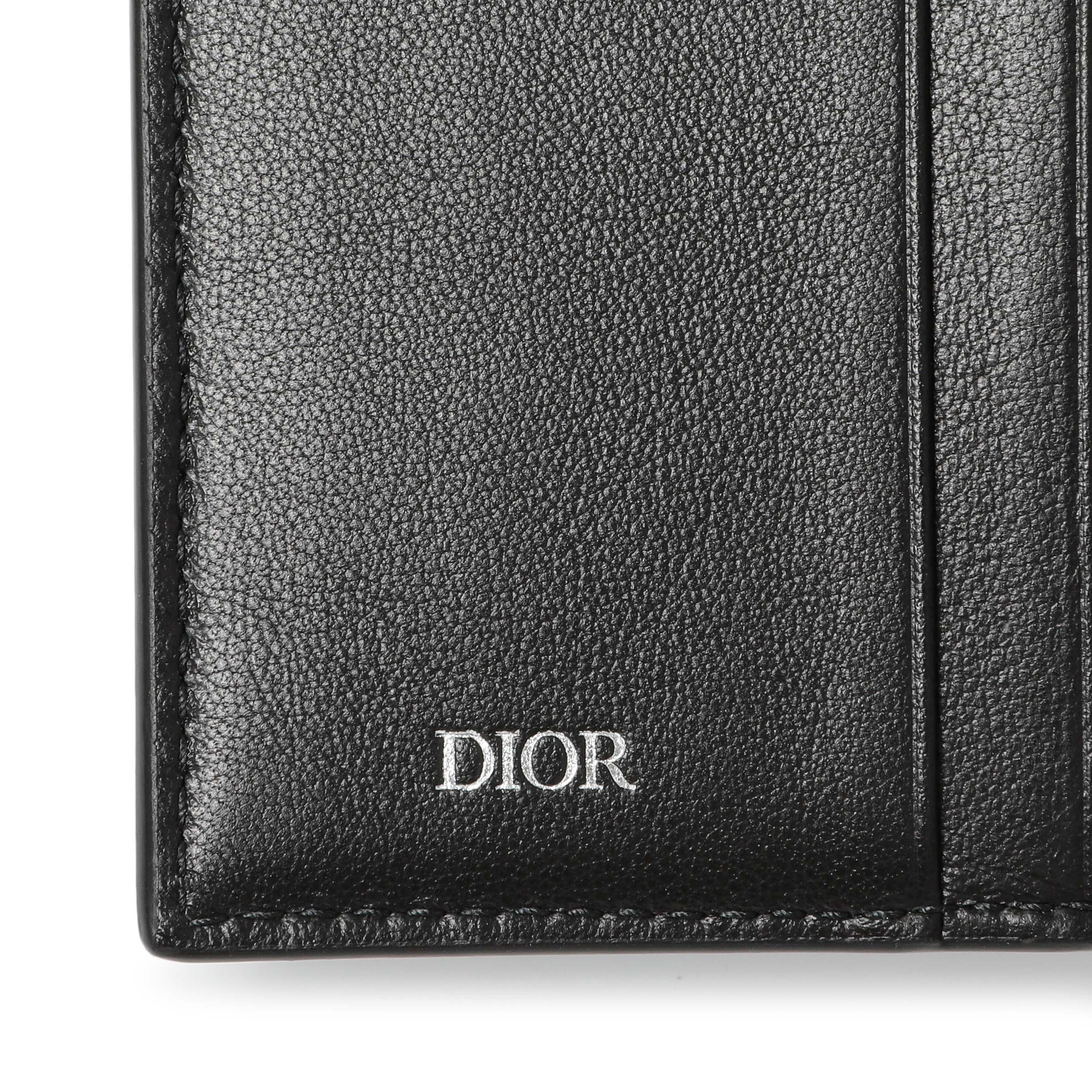 Christian Dior Black Calfskin Perforated Oblique Vertical Card