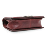 Chanel Burgundy Calfskin Double Stitch Medium Boy Flap Handbags Chanel