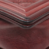 Chanel Burgundy Calfskin Double Stitch Medium Boy Flap Handbags Chanel
