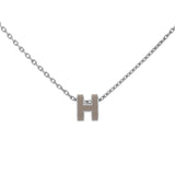 Hermes Palladium Marron Glace Mini Pop H Pendant Necklace