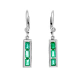 14K White Gold 2.08 Carat Emerald Drop Earrings