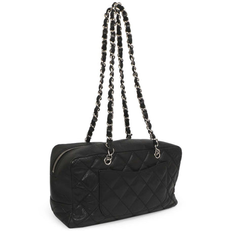 Chanel Black Quilted Aged Calfskin Cotton Club Bowler