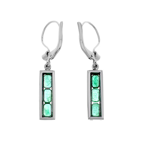 14K White Gold 2.08 Carat Emerald Drop Earrings