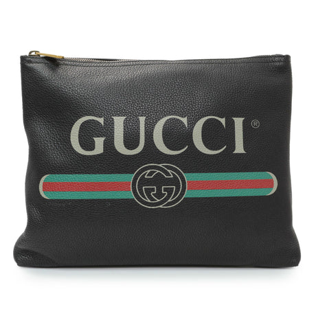 Gucci Logo Print Leather Pouch Handbags Gucci