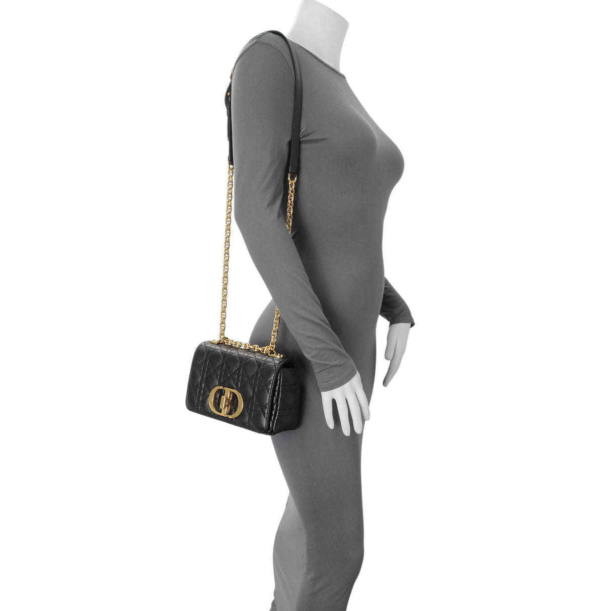 Christian Dior Black Cannage Calfskin Small Caro Bag