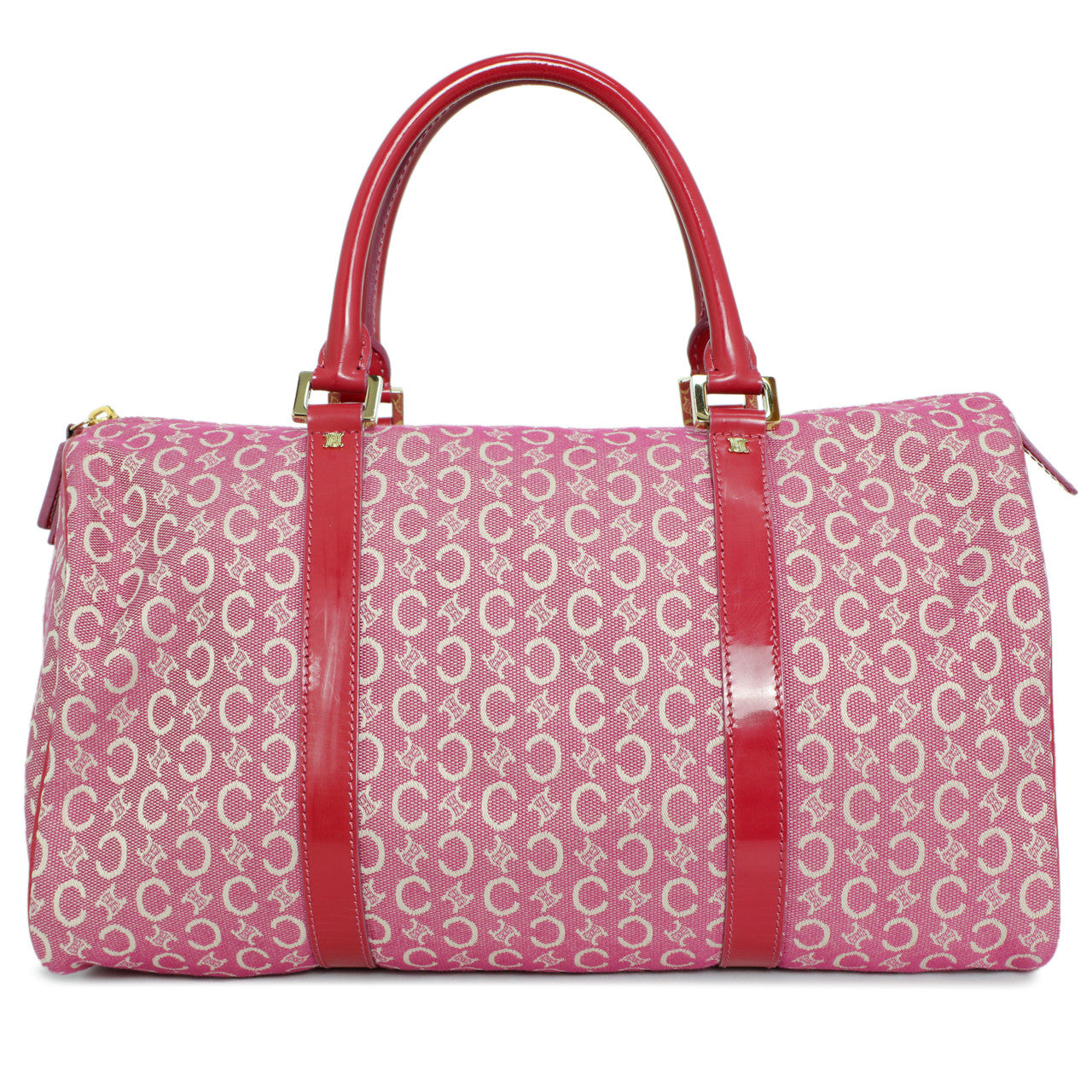 CELINE マカダム柄 トートバッグ ピンク Celine Pink Denim Macadam Boston Bag – Modaselle