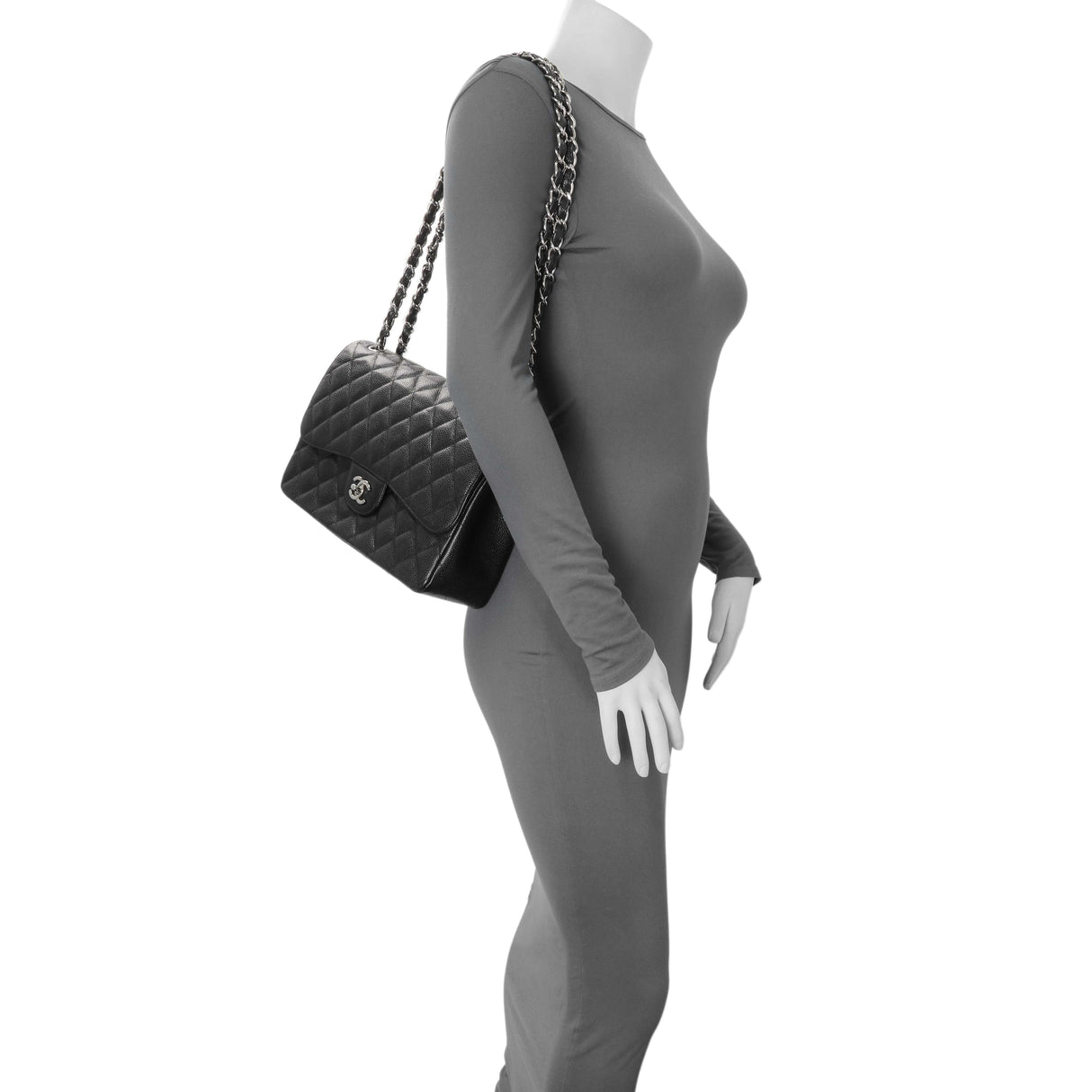 Chanel Black Caviar Jumbo Classic Double Flap Handbags Chanel