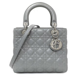 Christian Dior Grey Lambskin Cannage Medium Lady Dior Handbags Christian Dior