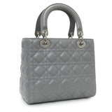 Christian Dior Grey Lambskin Cannage Medium Lady Dior Handbags Christian Dior