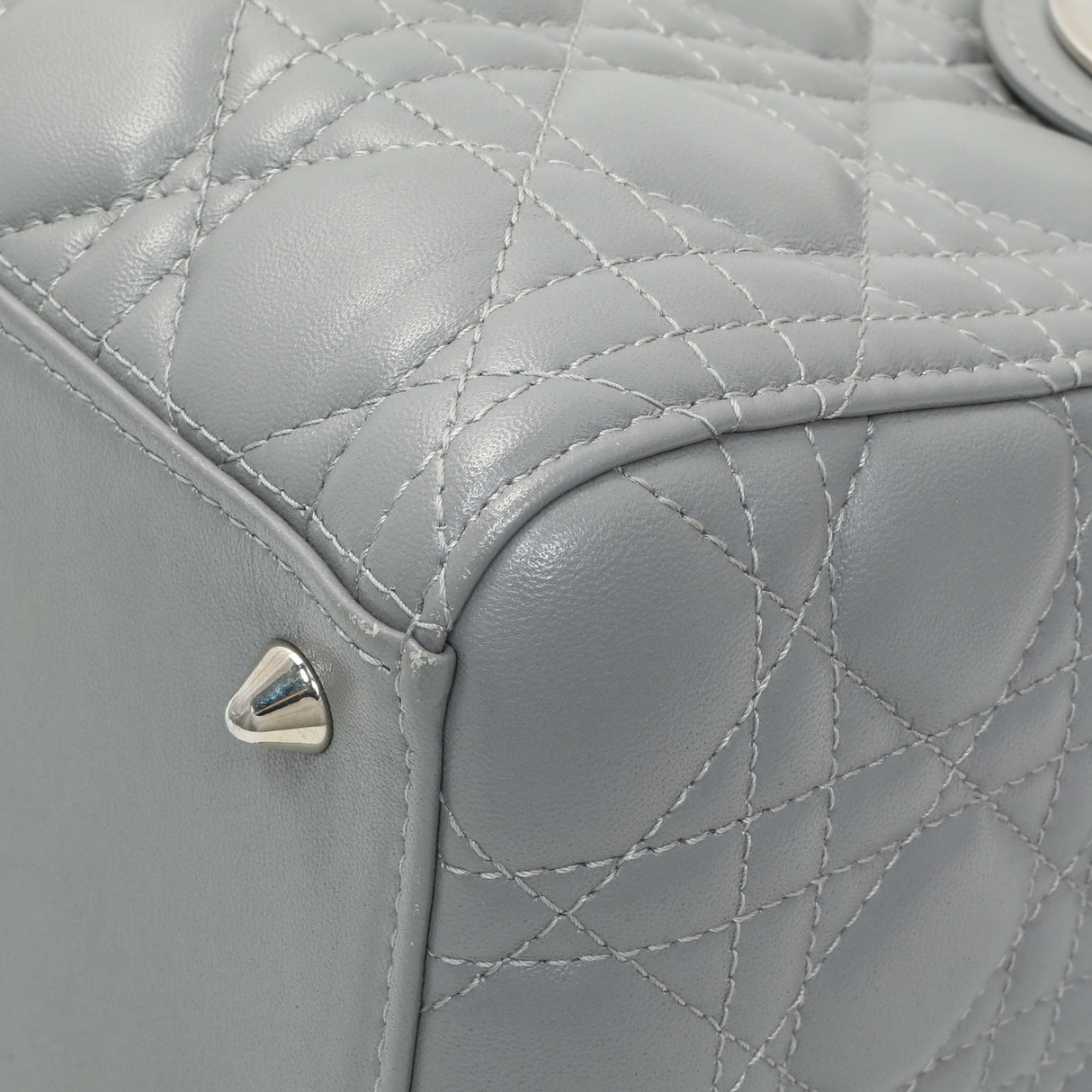 Christian Dior Grey Lambskin Cannage Medium Lady Dior Handbags Christian Dior