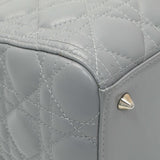 Christian Dior Grey Lambskin Cannage Medium Lady Dior Handbags Christian Dior