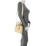 Christian Dior Light Yellow Lambskin Cannage Small My ABCDior Lady Dior Handbags Christian Dior