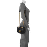 Gucci Black Calfskin Matelasse Mini GG Marmont Square Shoulder Bag Handbags Gucci