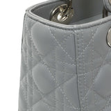 Christian Dior Grey Lambskin Cannage Medium Lady Dior Handbags Christian Dior