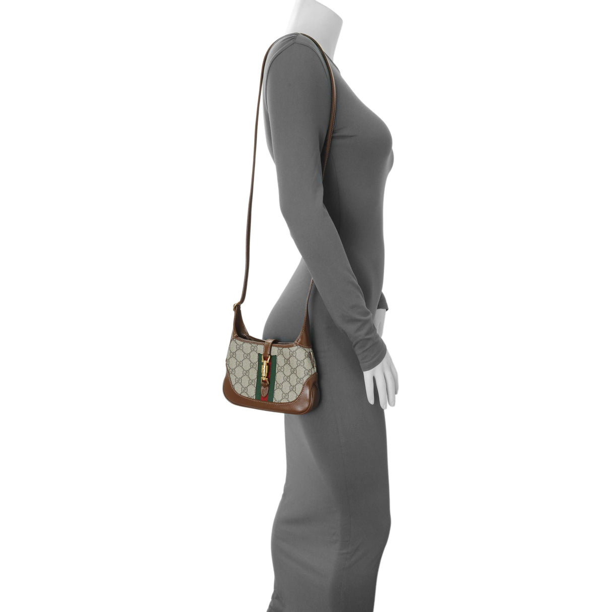 Gucci Beige Ebony Brown Sugar GG Supreme Monogram Azalea Calfskin Web Mini Jackie 1961 Hobo Handbags Modaselle
