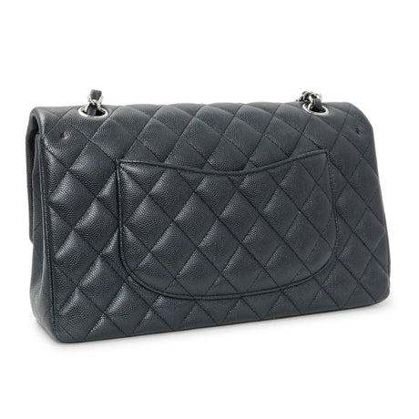 Chanel Navy Quilted Caviar Medium Double Flap Handbags Chanel