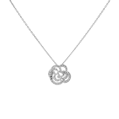Chanel 18K White Gold Diamond Fil de Camélia Pendant Necklace Designer Jewellery Chanel