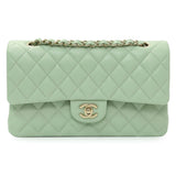 Chanel Light Mint Green Caviar Medium Classic Double Flap Handbags Chanel