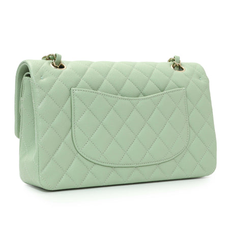 Chanel Light Mint Green Caviar Medium Classic Double Flap Handbags Chanel