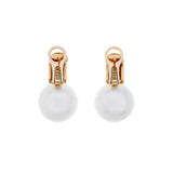 Mikimoto 18K Rose Gold South Sea Pearl Pink Diamond Earrings Designer Jewellery Mikimoto