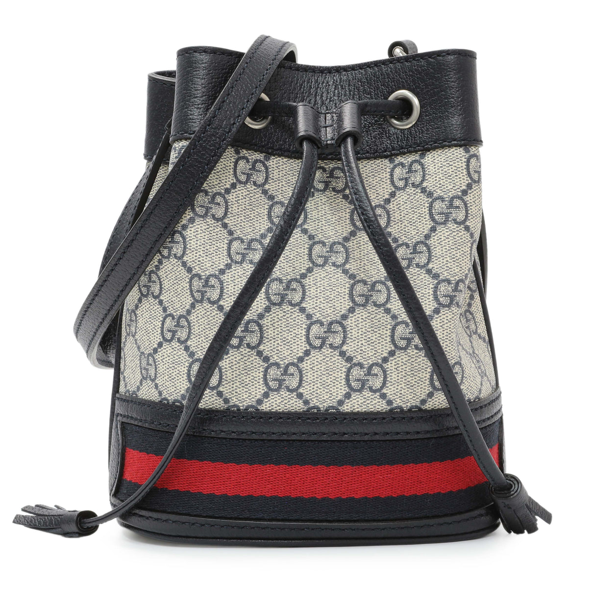 Gucci Blue GG Supreme Monogram Web Mini Ophidia Bucket Bag Handbags Gucci